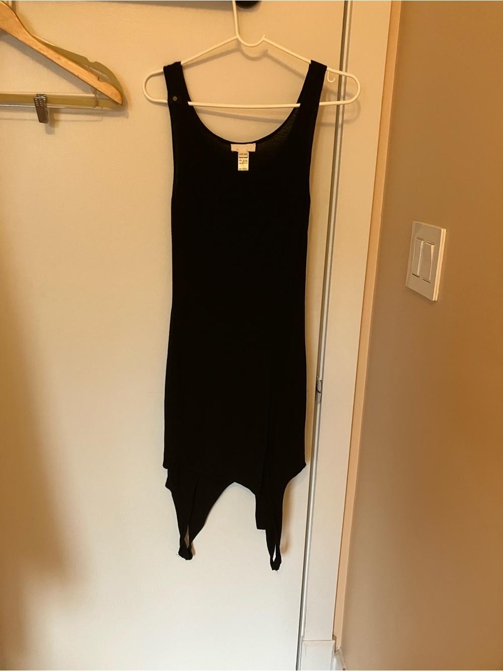 Vintage Diesel Black Sleeveless Mini Dress with Asymmetric Hem, Sz XXS